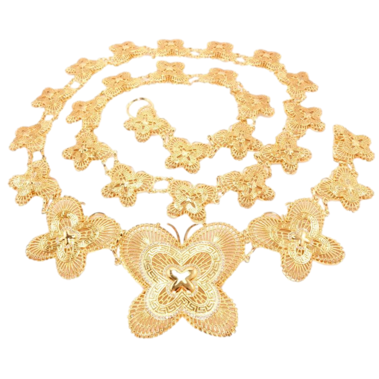 Пояс Xuping Позолота 18K Ажурные Бабочки с Греческим Орнаментом длина 1 метр застежка регулируется фото №14
