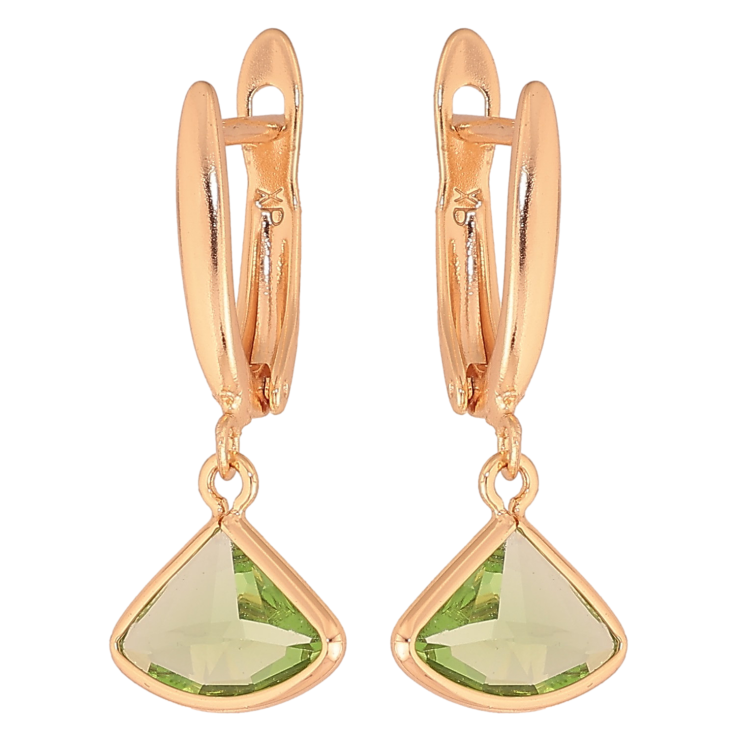 Серьги Xuping M&L цвет 18K английский замок "Подвески с зелеными кристаллами" фото №16