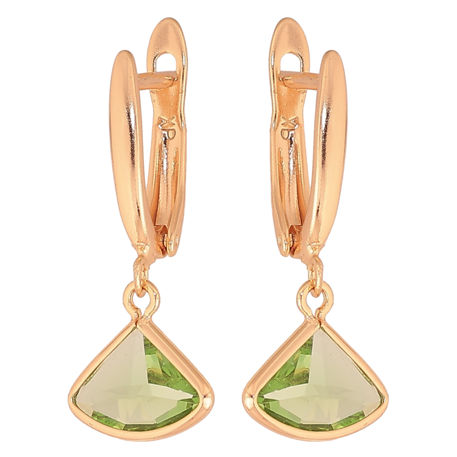 Серьги Xuping M&L цвет 18K английский замок "Подвески с зелеными кристаллами" фото №1