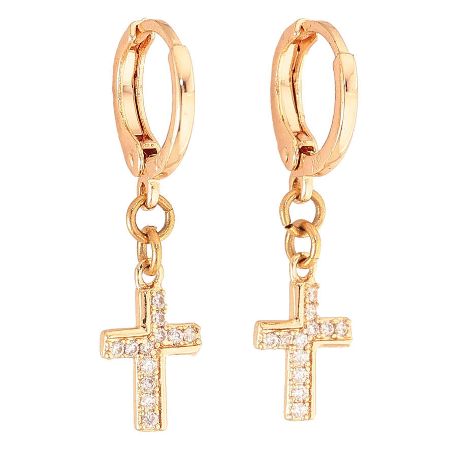 Серьги Xuping M&L цвет 18K подвески на колечках "Крестики" фото №1 Серьги Xuping M&L цвет 18K подвески на колечках "Крестики" фото №1