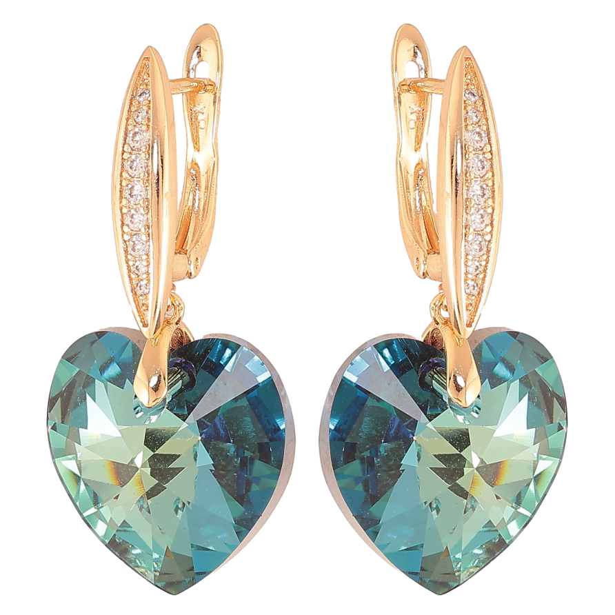 Серьги Xuping цвет 18K с кристаллами Swarovski английский замок "Кристальные сердечки Metallic Blue" фото №1 Серьги Xuping цвет 18K с кристаллами Swarovski английский замок "Кристальные сердечки Metallic Blue" фото №1