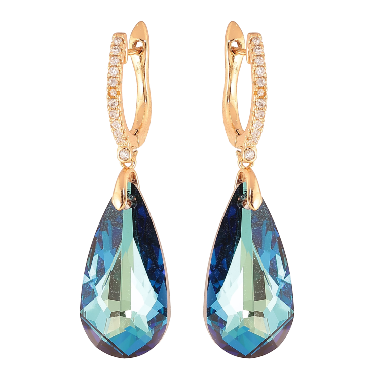 Сережки Xuping колір 18K з кристалами Swarovski англійський замок "Підвіски з кристалами Metallic Blue" фото №25