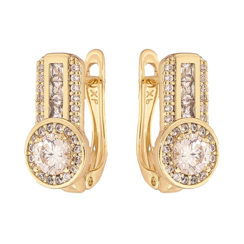 Серьги Xuping цвет Позолота 14K английский замок "Узор с инкрустацией кристаллами" фото №2