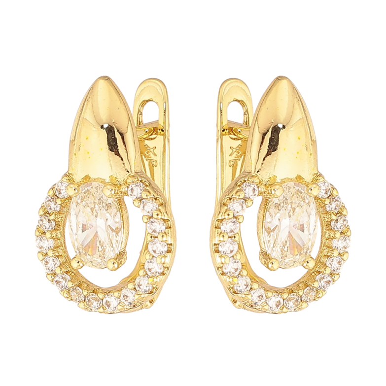 Серьги Xuping цвет Позолота 14K английский замок "Узор с кристаллами" фото №6