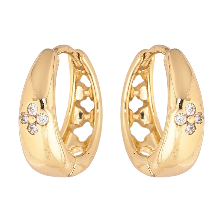 Серьги Xuping цвет Позолота 14K колечки "Узор с кристаллами" фото №8