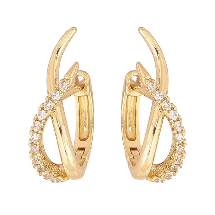 Серьги Xuping цвет Позолота 14K английский замок "Узор с кристаллами" фото №5