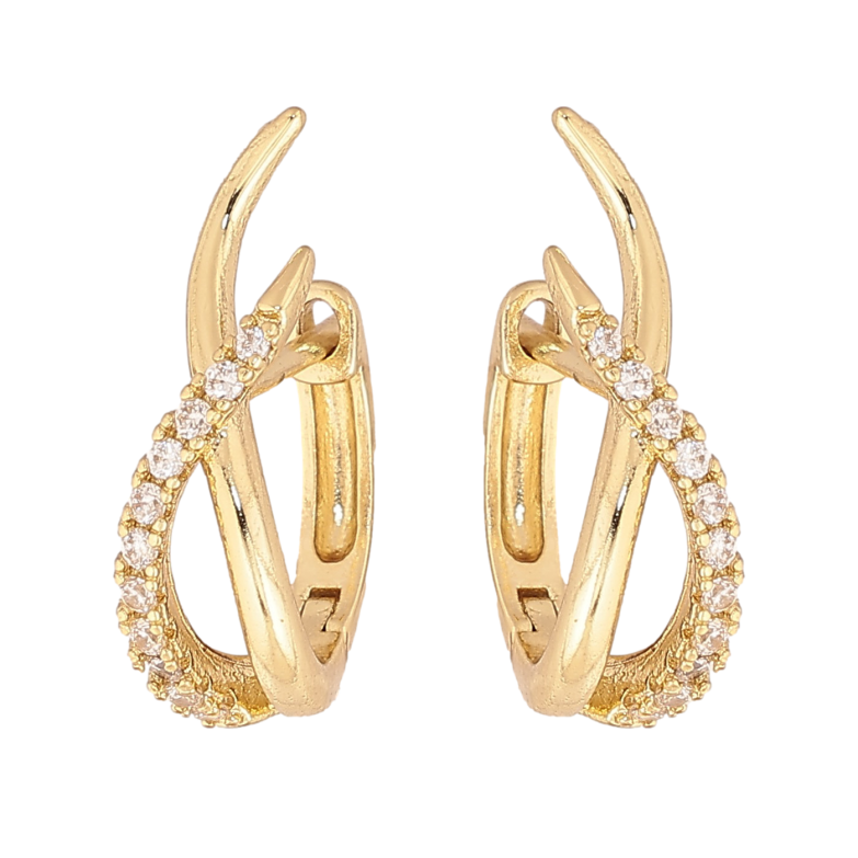 Серьги Xuping цвет Позолота 14K английский замок "Узор с кристаллами" фото №1