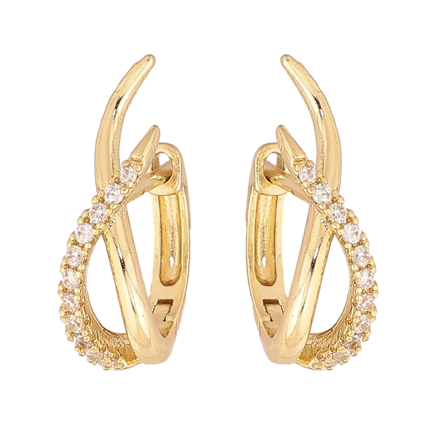 Серьги Xuping цвет Позолота 14K английский замок "Узор с кристаллами" фото №1