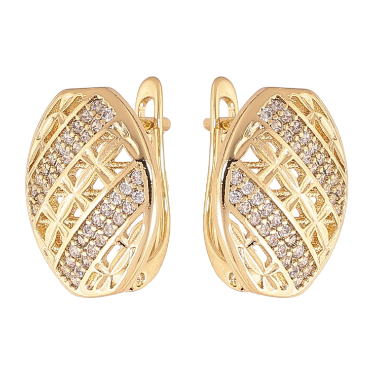 Серьги Xuping цвет Позолота 14K английский замок "Узор с кристаллами" фото №23 Серьги Xuping цвет Позолота 14K английский замок "Узор с кристаллами" фото №23