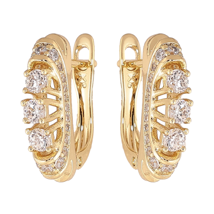 Серьги Xuping цвет Позолота 14K английский замок "Узор с кристаллами" фото №21 Серьги Xuping цвет Позолота 14K английский замок "Узор с кристаллами" фото №21