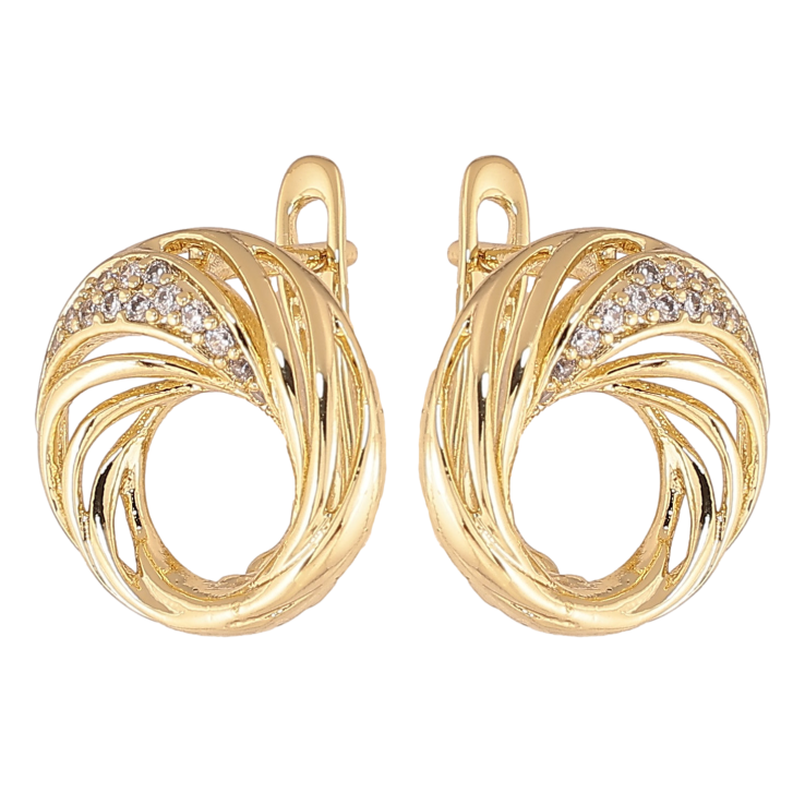 Серьги Xuping цвет Позолота 14K английский замок "Узор с кристаллами" фото №19 Серьги Xuping цвет Позолота 14K английский замок "Узор с кристаллами" фото №19