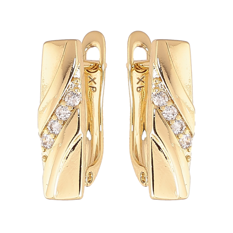 Сережки Xuping колір Позолота 14K англійський замок "Візерунок з кристалами" фото №1 Сережки Xuping колір Позолота 14K англійський замок "Візерунок з кристалами" фото №1