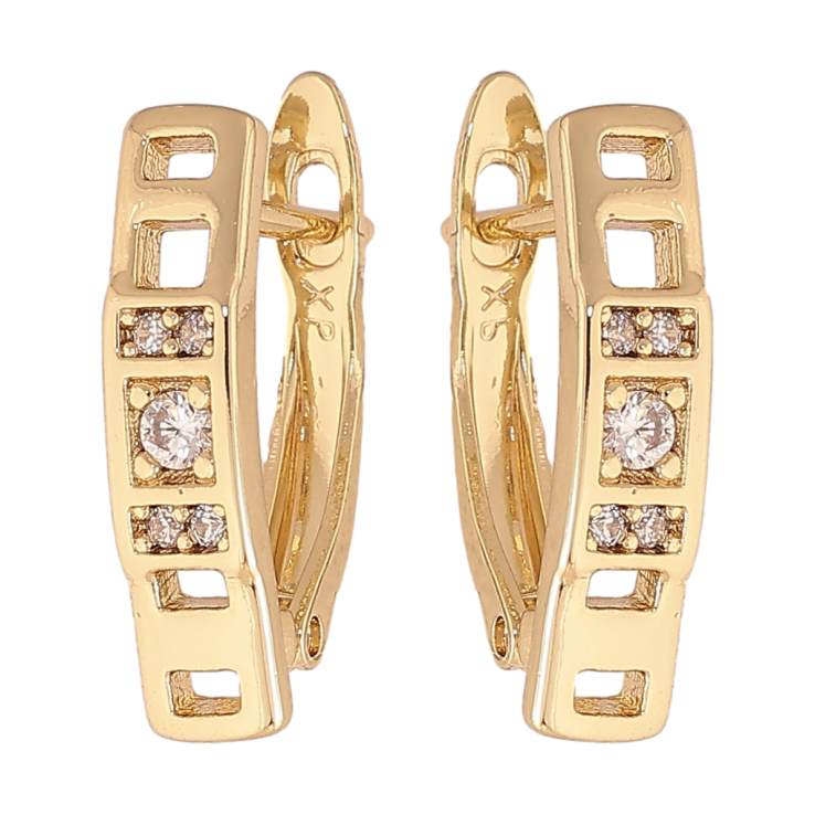 Серьги Xuping цвет Позолота 14K английский замок "Узор с кристаллами" фото №15 Серьги Xuping цвет Позолота 14K английский замок "Узор с кристаллами" фото №15