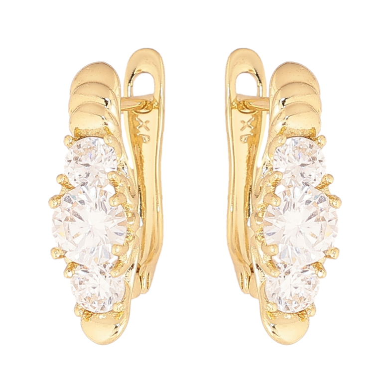 Серьги Xuping цвет Позолота 14K английский замок "Узор с кристаллами" фото №1