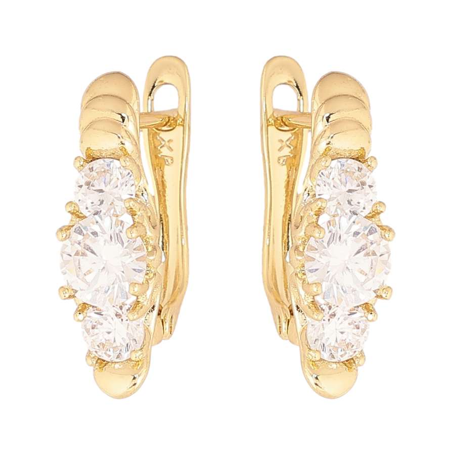 Серьги Xuping цвет Позолота 14K английский замок "Узор с кристаллами" фото №1