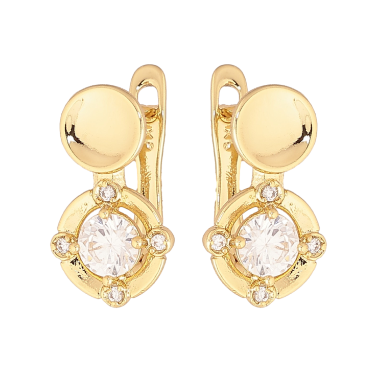 Серьги Xuping цвет Позолота 14K английский замок "Узор с кристаллами" фото №3