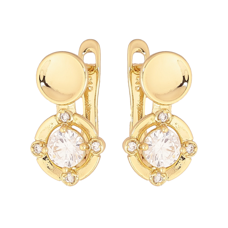 Серьги Xuping цвет Позолота 14K английский замок "Узор с кристаллами" фото №1