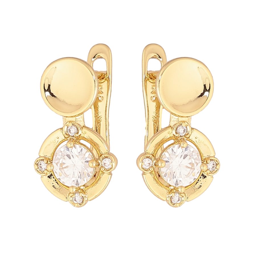 Серьги Xuping цвет Позолота 14K английский замок "Узор с кристаллами" фото №1