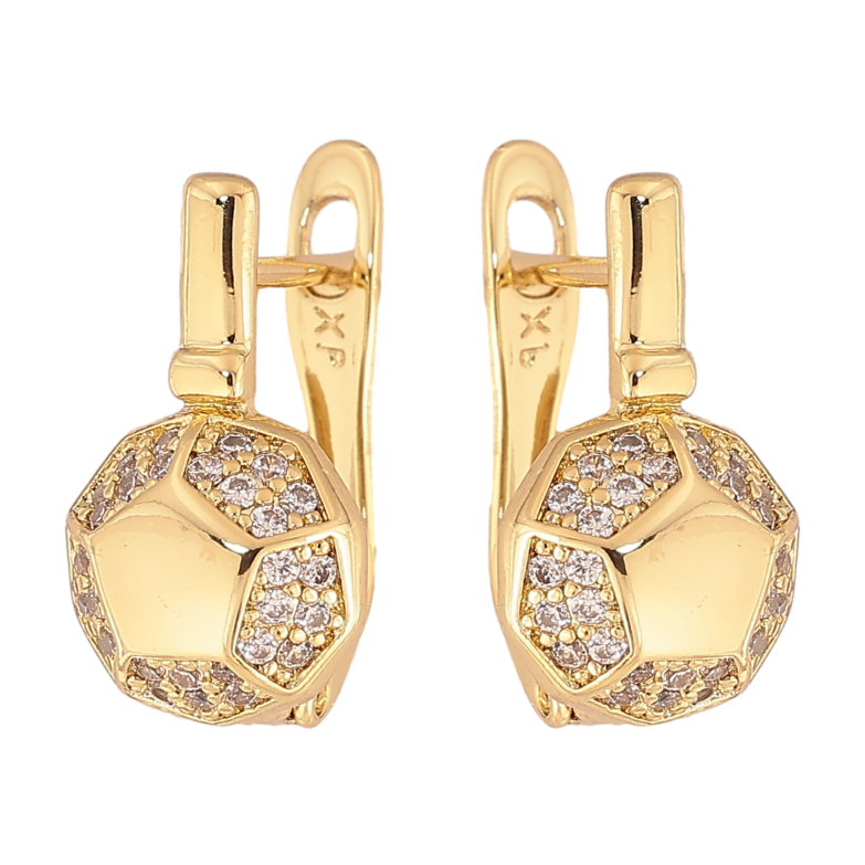 Серьги Xuping цвет Позолота 14K английский замок "Узор с кристаллами" фото №5