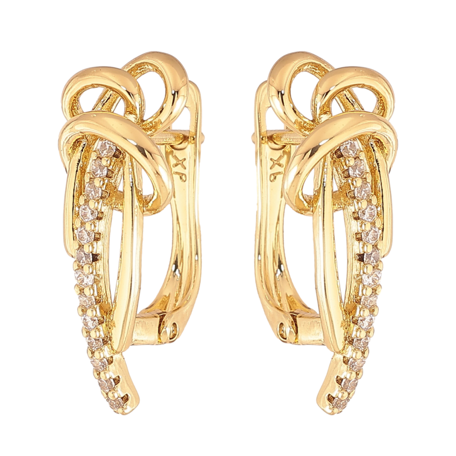 Серьги Xuping цвет Позолота 14K английский замок "Узор с кристаллами" фото №1 Серьги Xuping цвет Позолота 14K английский замок "Узор с кристаллами" фото №1