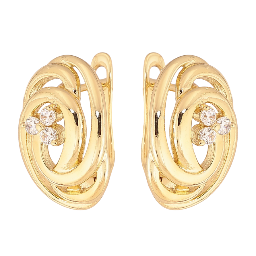 Серьги Xuping цвет Позолота 14K английский замок "Узор с кристаллами" фото №1 Серьги Xuping цвет Позолота 14K английский замок "Узор с кристаллами" фото №1