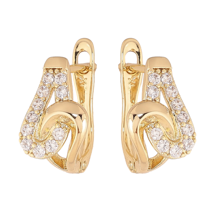 Серьги Xuping цвет Позолота 14K английский замок "Узор с кристаллами" фото №4