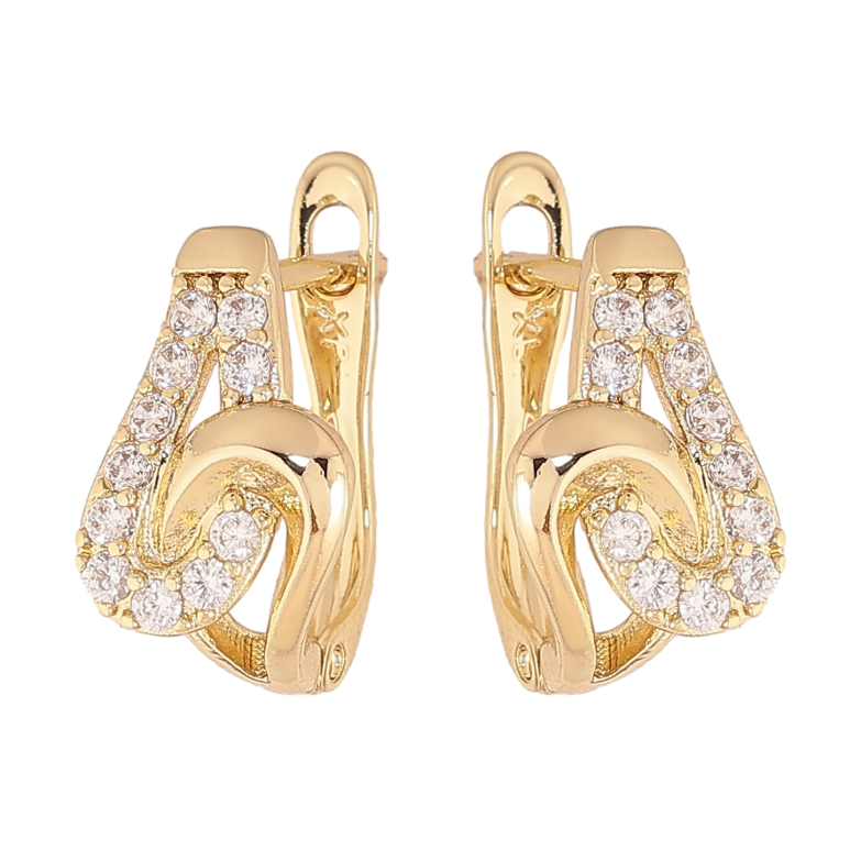 Сережки Xuping колір Позолота 14K англійський замок "Візерунок з кристалами" фото №1 Сережки Xuping колір Позолота 14K англійський замок "Візерунок з кристалами" фото №1