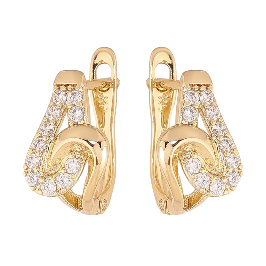 Сережки Xuping колір Позолота 14K англійський замок "Візерунок з кристалами" фото №1 Сережки Xuping колір Позолота 14K англійський замок "Візерунок з кристалами" фото №1