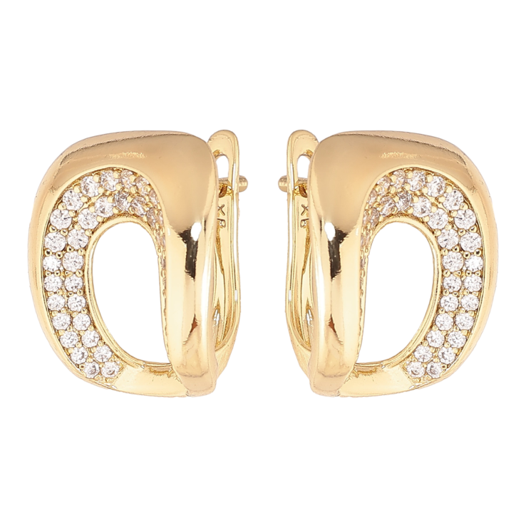 Серьги Xuping цвет Позолота 14K английский замок "Узор с кристаллами" фото №24