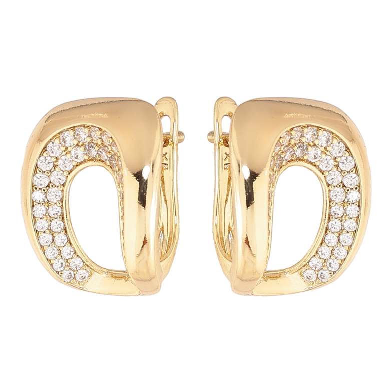 Серьги Xuping цвет Позолота 14K английский замок "Узор с кристаллами" фото №1