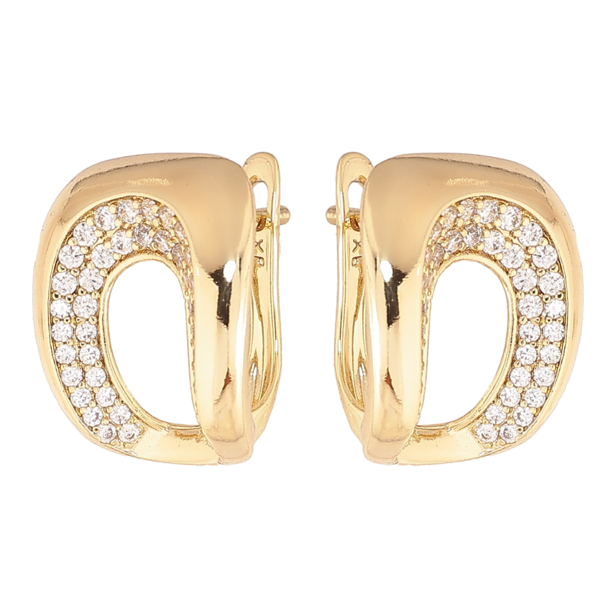 Серьги Xuping цвет Позолота 14K английский замок "Узор с кристаллами" фото №1