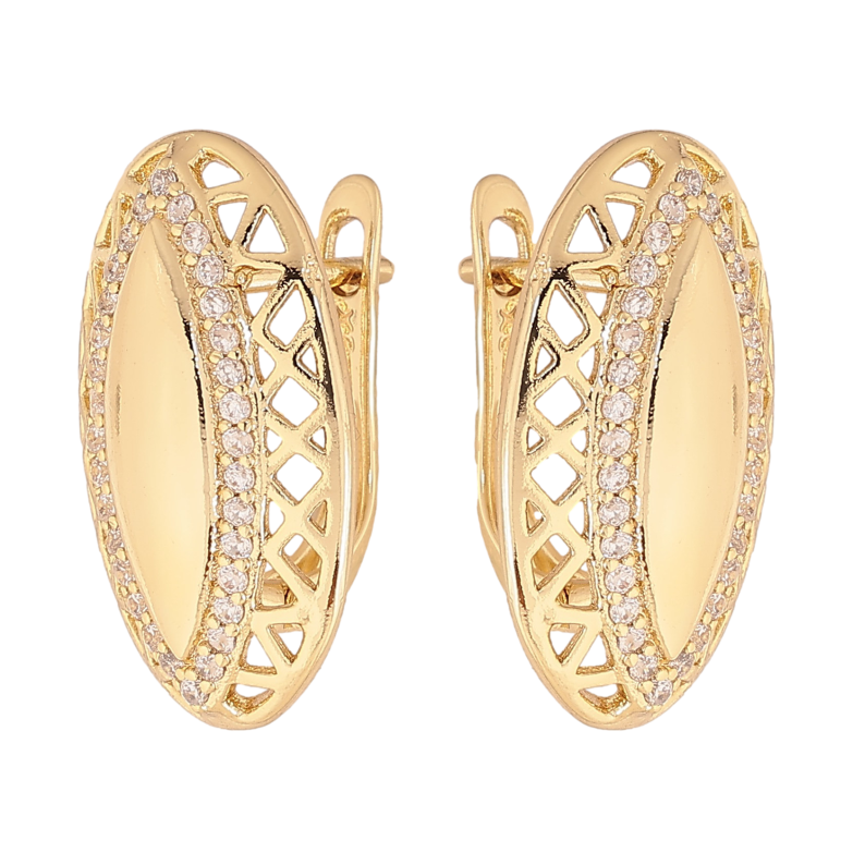 Сережки Xuping колір Позолота 14K англійський замок "Візерунок з кристалами" фото №1 Сережки Xuping колір Позолота 14K англійський замок "Візерунок з кристалами" фото №1