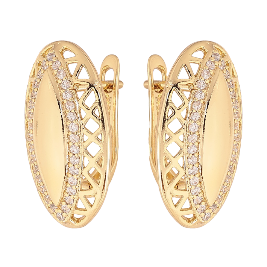 Сережки Xuping колір Позолота 14K англійський замок "Візерунок з кристалами" фото №1 Сережки Xuping колір Позолота 14K англійський замок "Візерунок з кристалами" фото №1