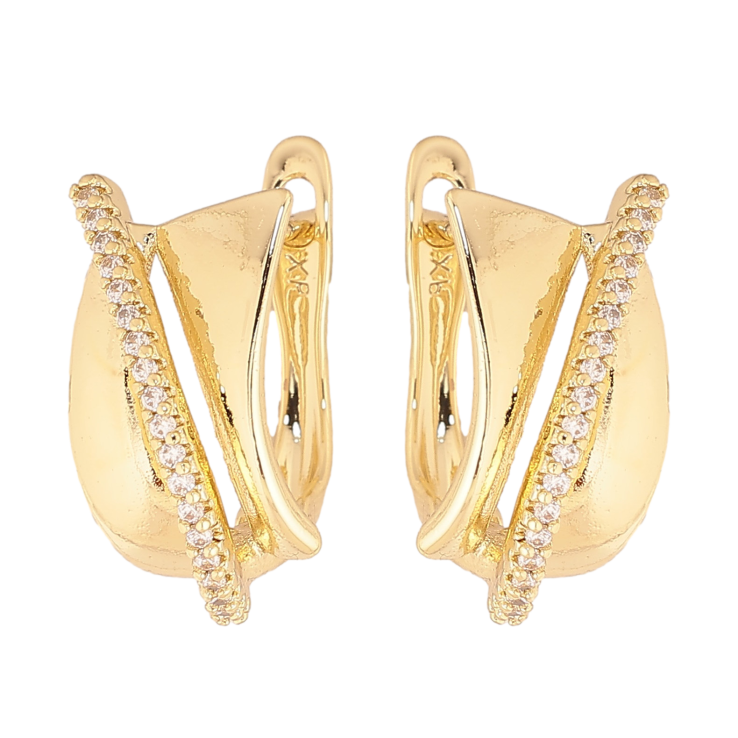 Серьги Xuping цвет Позолота 14K английский замок "Узор с кристаллами" фото №10