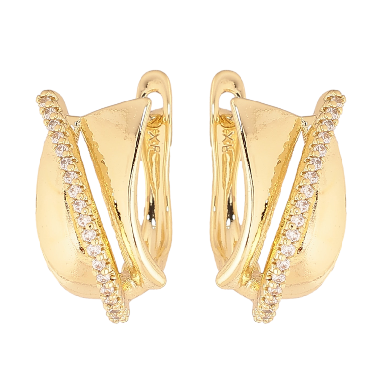 Серьги Xuping цвет Позолота 14K английский замок "Узор с кристаллами" фото №1