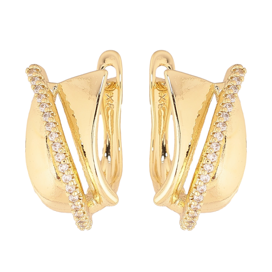 Серьги Xuping цвет Позолота 14K английский замок "Узор с кристаллами" фото №1