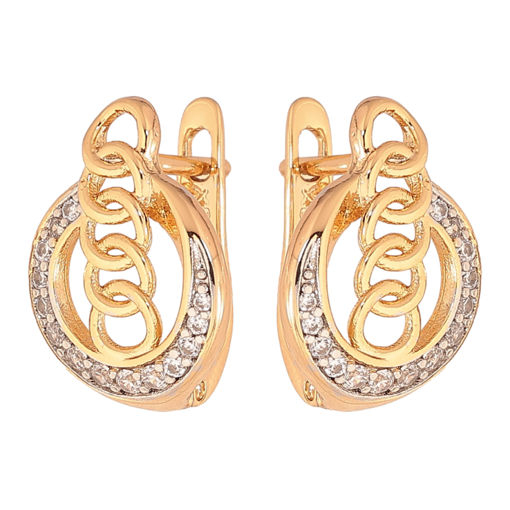 Сережки Xuping колір Позолота 18K + Родій англійський замок "Візерунок з кристалами" фото №15