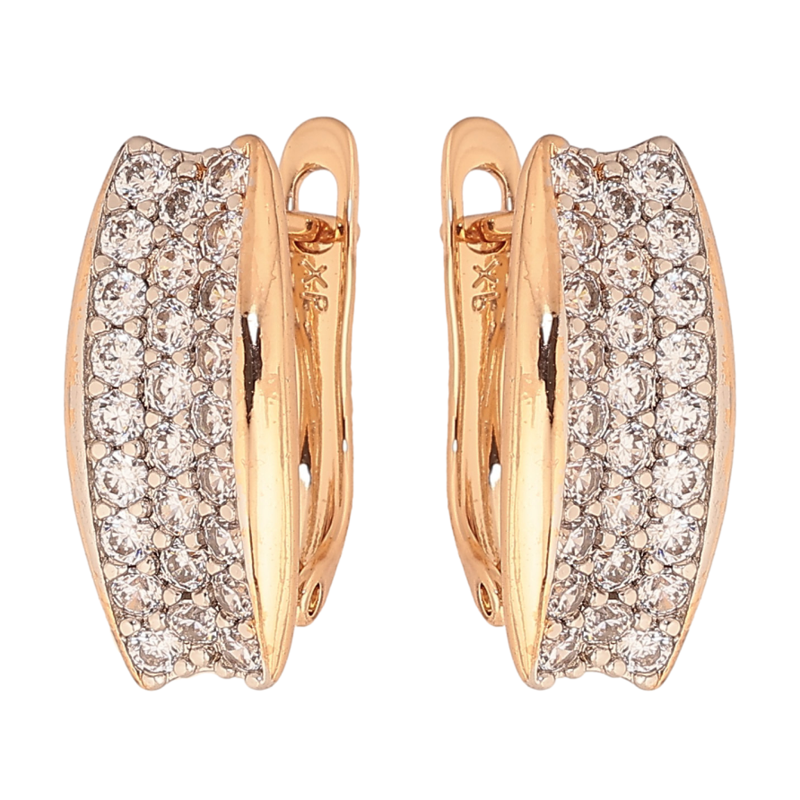 Сережки Xuping колір Позолота 18K + Родій англійський замок "Інкрустація кристалами" фото №1