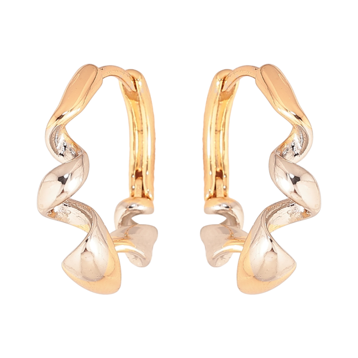 Сережки Xuping колір Позолота 18K + Родій колечка "Спіральний візерунок" фото №12