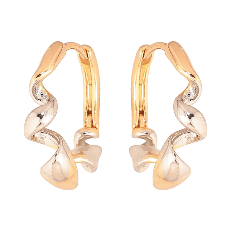 Сережки Xuping колір Позолота 18K + Родій колечка "Спіральний візерунок" фото №1 Сережки Xuping колір Позолота 18K + Родій колечка "Спіральний візерунок" фото №1