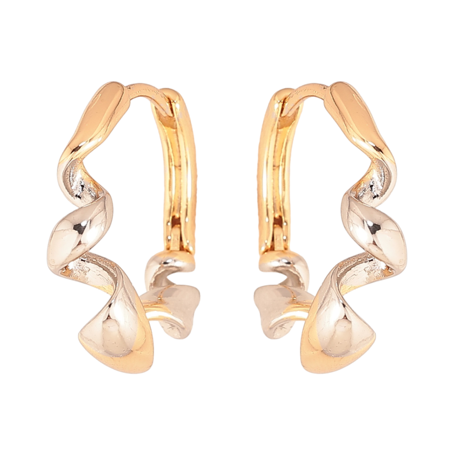 Сережки Xuping колір Позолота 18K + Родій колечка "Спіральний візерунок" фото №1 Сережки Xuping колір Позолота 18K + Родій колечка "Спіральний візерунок" фото №1