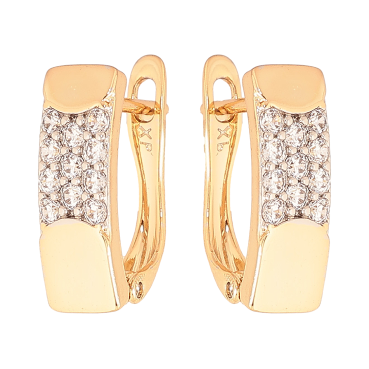 Сережки Xuping колір Позолота 18K + Родій англійський замок "Візерунок з кристалами" фото №6