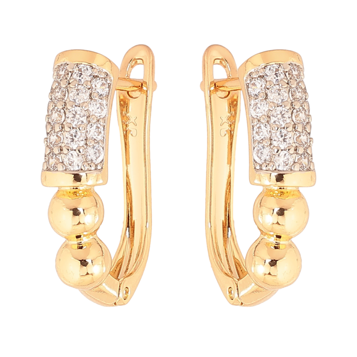 Сережки Xuping колір Позолота 18K + Родій англійський замок "Візерунок з кристалами" фото №22 Сережки Xuping колір Позолота 18K + Родій англійський замок "Візерунок з кристалами" фото №22