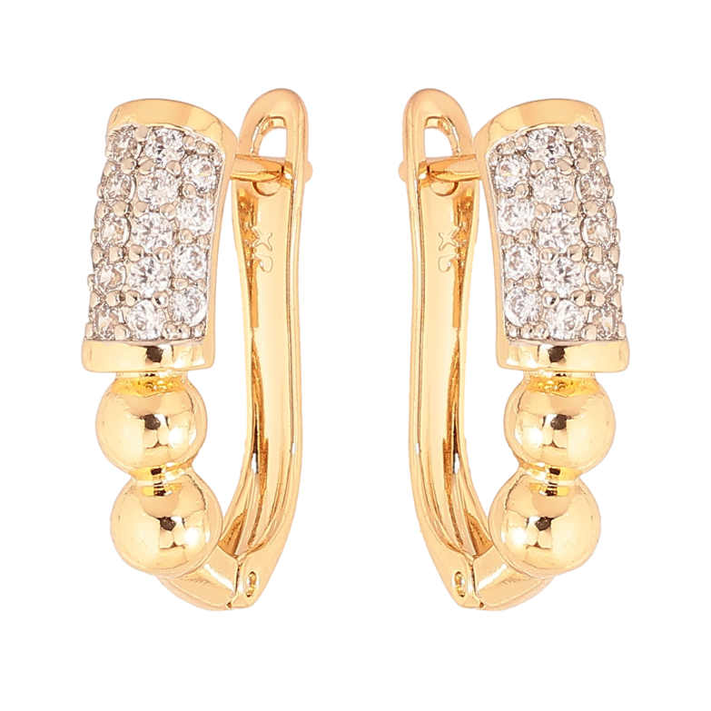 Сережки Xuping колір Позолота 18K + Родій англійський замок "Візерунок з кристалами" фото №1