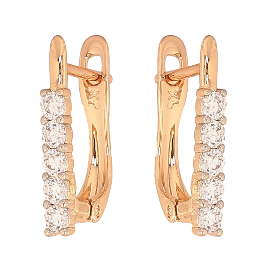 Серьги Xuping цвет Позолота 18K + Родий английский замок "Дорожки кристаллов" фото №1 Серьги Xuping цвет Позолота 18K + Родий английский замок "Дорожки кристаллов" фото №1