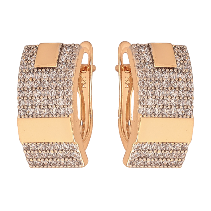 УЦІНКА! Нерівності на покритті Сережки Xuping колір Позолота 18K + Родій англійський замок "Інкрустація кристалами" фото №4