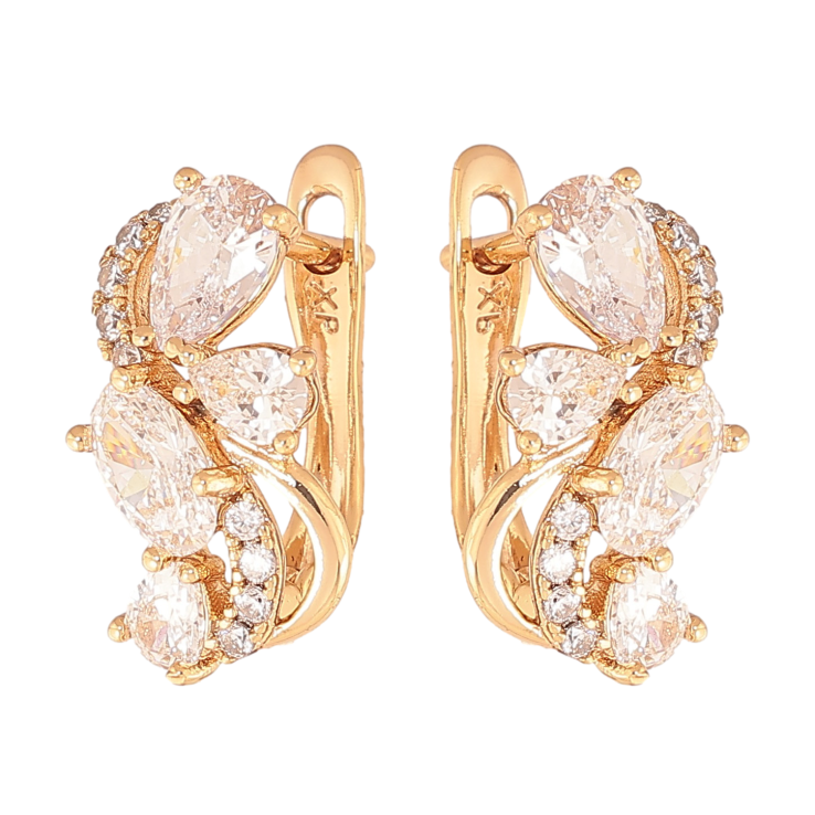 Сережки Xuping колір Позолота 18К англійський замок Візерунок з кристалами фото №17