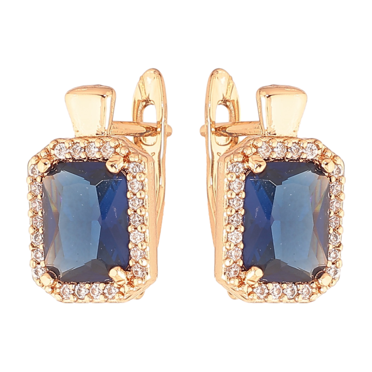 Серьги Xuping цвет Позолота 18K английский замок "Синие кристаллы в обрамлении" фото №24 Серьги Xuping цвет Позолота 18K английский замок "Синие кристаллы в обрамлении" фото №24