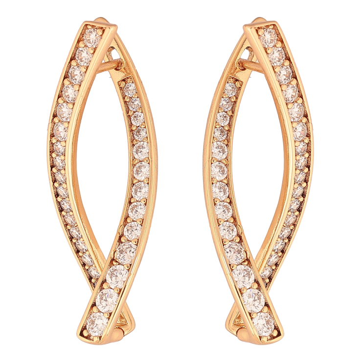 Серьги Xuping цвет Позолота 18К английский замок "Дорожки кристаллов" фото №21