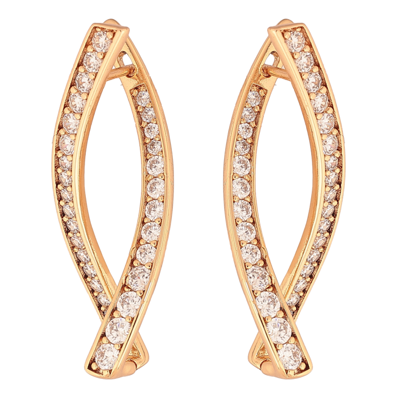 Серьги Xuping цвет Позолота 18К английский замок "Дорожки кристаллов" фото №1 Серьги Xuping цвет Позолота 18К английский замок "Дорожки кристаллов" фото №1